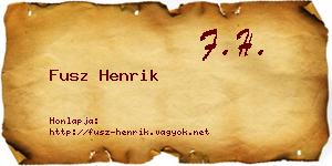 Fusz Henrik névjegykártya
